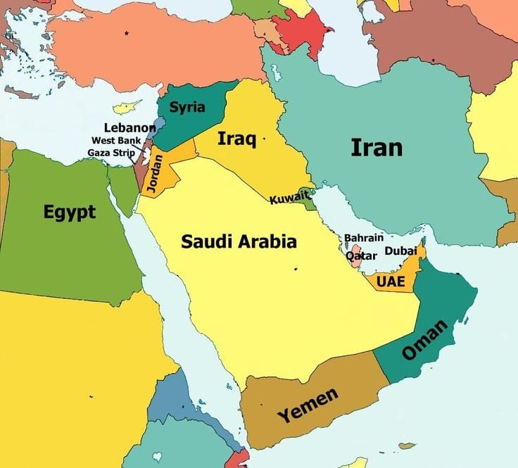 peta Bahrain dan kawasan sekitarnya