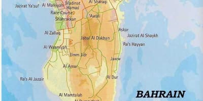 Bahrain peta dengan tempat